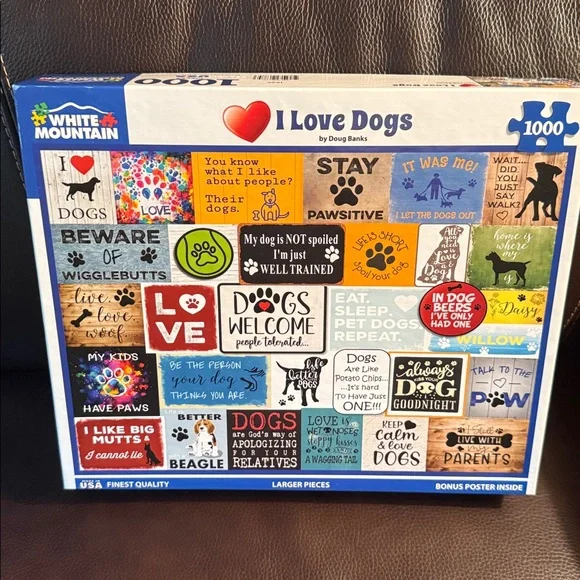 White Mountain I Love Dogs Puzzle. Complete. 1000 pieces. Has poster. - Picture 1 of 7